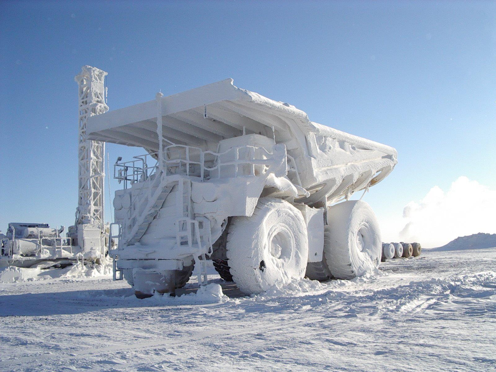 NyUbdOW oil sands truck encrusted w snow